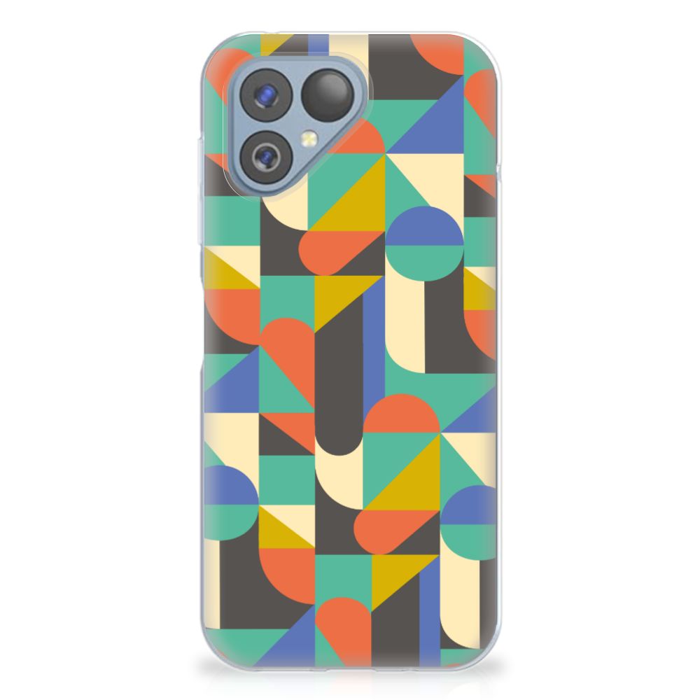 Fairphone 5 TPU bumper Funky Retro design kleurrijk geometrisch patroon aanzicht