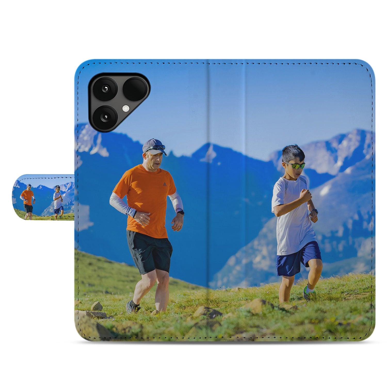 Fairphone 6 Bookcase Hoesje Maken met Foto sportieve mannen rennend natuur