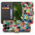 Fairphone 6 Bookcase Hoesje met Geruit Design 3 Pasjes Houder kleurrijk design voorkant zijkant