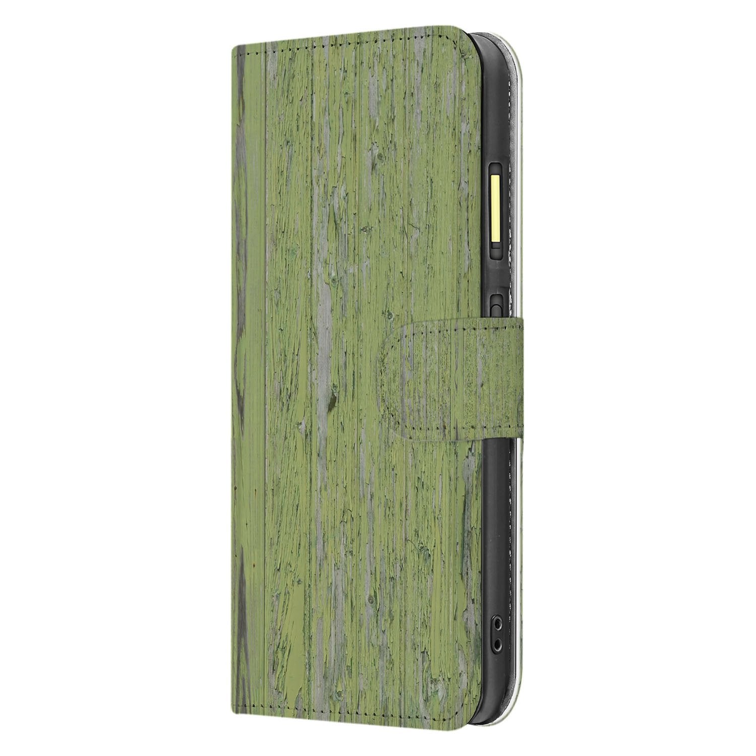 Fairphone 6 Bookcase Hoesje met Groen Houtnerf Design zijaanzicht