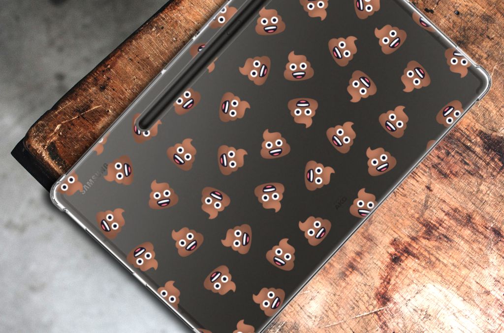 Samsung Galaxy Tab S9 Plus Hippe Hoes poep emojis design achterzijde