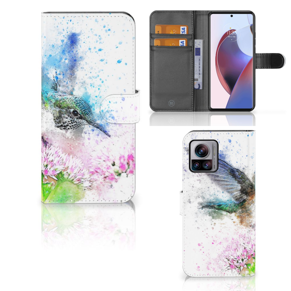 Hoesje Motorola Edge 30 Ultra Vogel design kolibrie aanzicht
