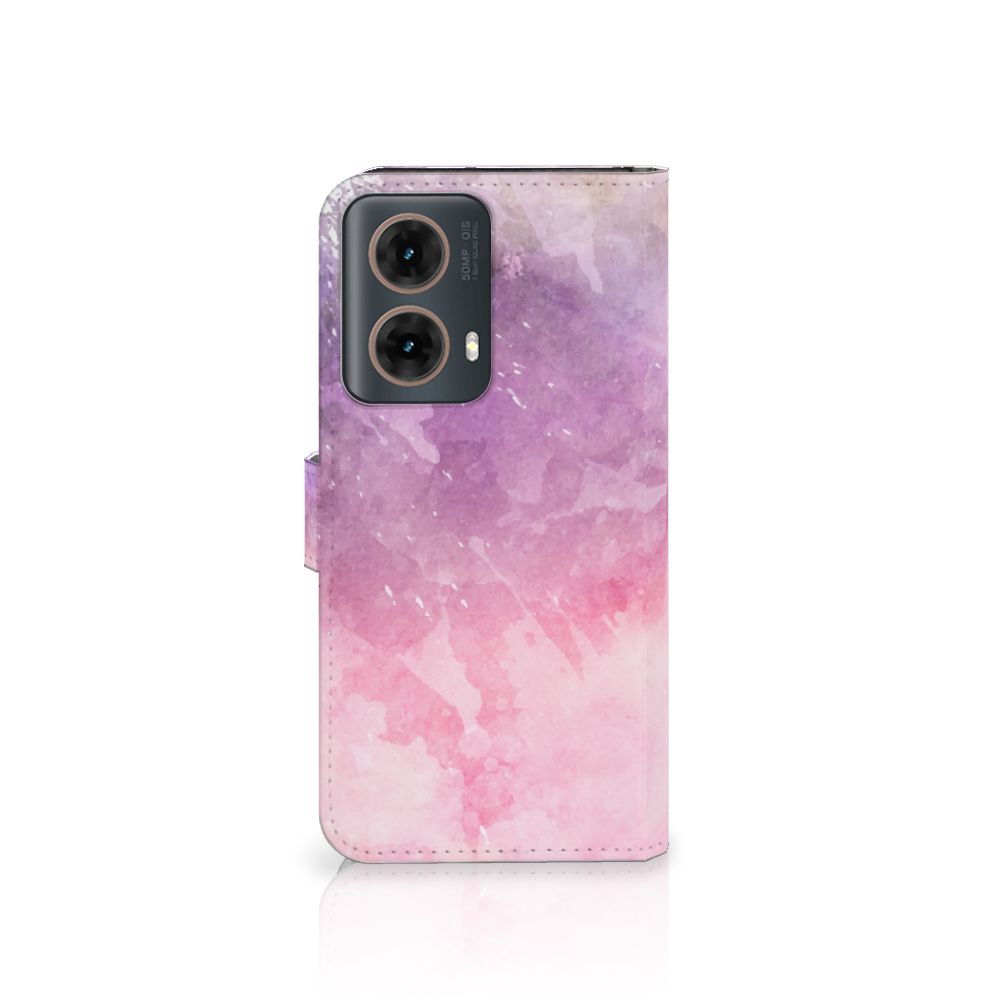 Hoesje Motorola Moto G85 Pink Purple Paint bookcase model schilderachtige design aanzicht