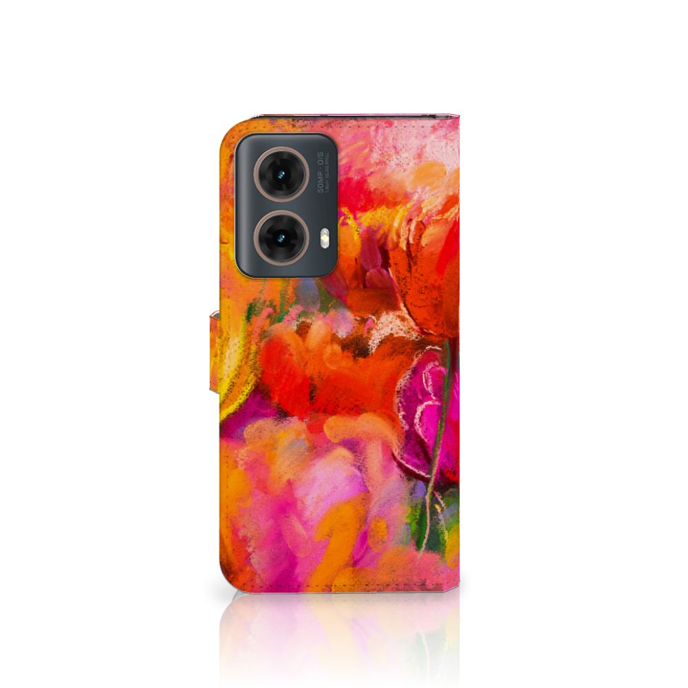 Hoesje Motorola Moto G85 Tulips telefoon hoesje kleurrijk design tulpen aanzicht