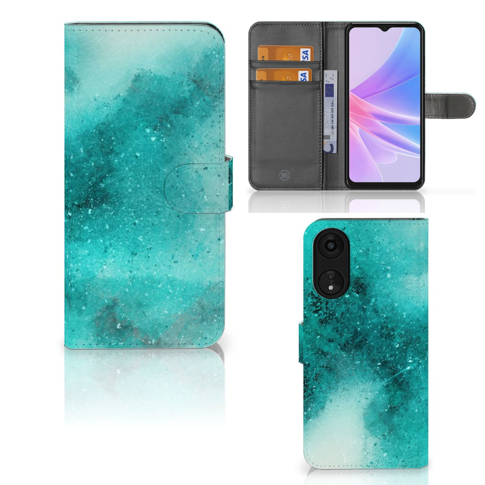 Hoesje OPPO A78 5G | A58 5G Painting Blue design blauw palet aanzicht
