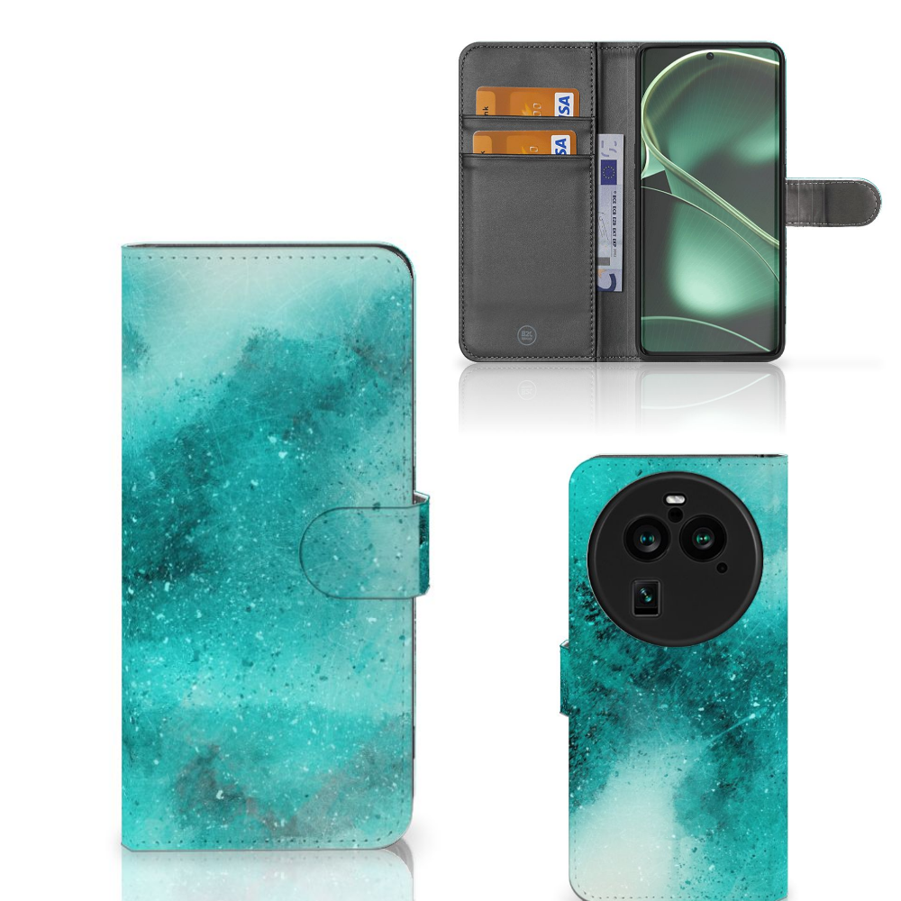 OPPO Find X6 Pro Hoesje Painting Blue front back inside