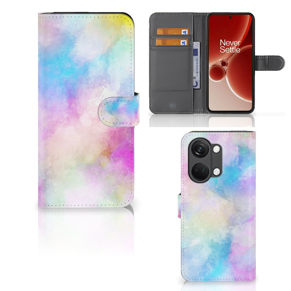 Hoesje OnePlus Nord 3 Watercolor Light met pastelkleuren en pasjeshouder voor een unieke uitstraling.