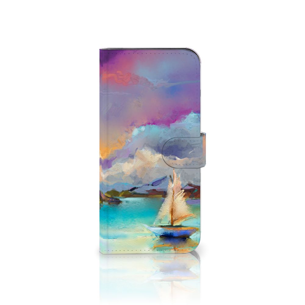 Hoesje OnePlus Nord 4 Boat portefeuille design geschetste boot kleurrijk aanzicht