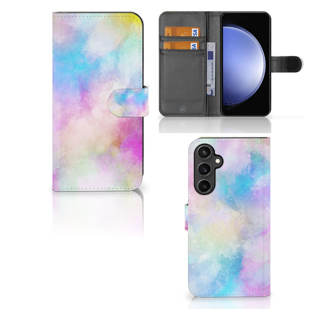 Hoesje Samsung Galaxy S23 FE Watercolor Light hoesje pastel kleuren front achterkant