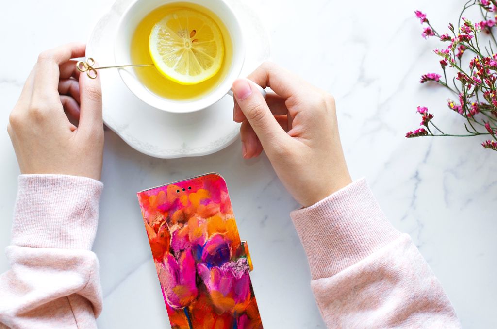 Hoesje Samsung Galaxy S9 Plus Tulips smartphone hoesje tulpen ontwerp handthee