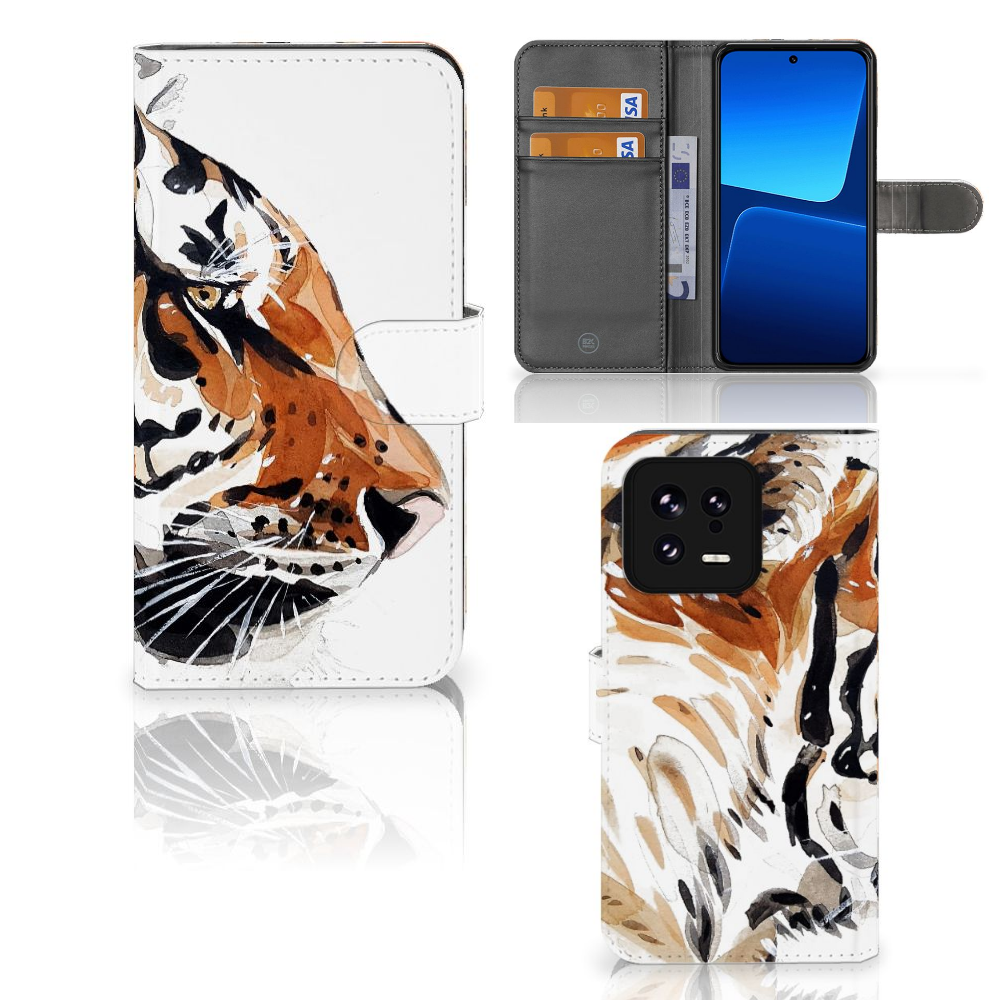 Hoesje Xiaomi 13 Watercolor Tiger hoesje tijger design voorkant