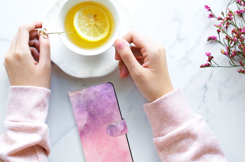 Hoesje Xiaomi Redmi Note 12 4G Pink Purple Paint design boekcase aanzicht