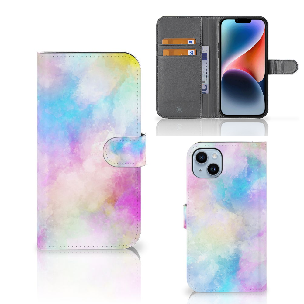 Hoesje iPhone 15 Plus Watercolor Light pasjeshouder designnaam aanzicht