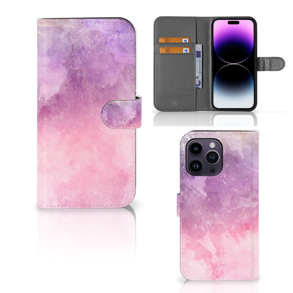 Hoesje iPhone 15 Pro Max Pink Purple Paint met een schilderachtig design en bescherming voor je telefoon.