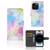 Hoesje iPhone 15 Pro Watercolor Light met pasjeshouder in pastelkleuren.