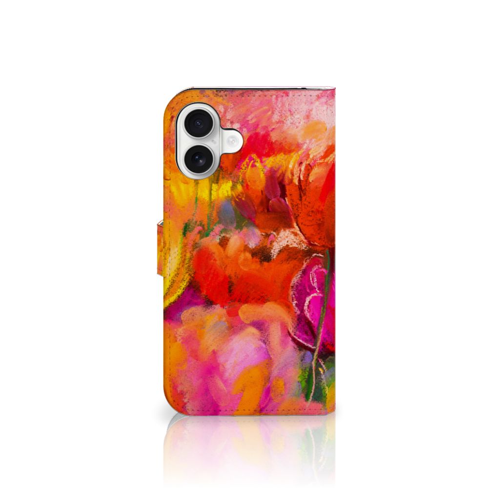 Hoesje iPhone 16 Plus Tulips telefoonhoesje tulpen kleurrijk design