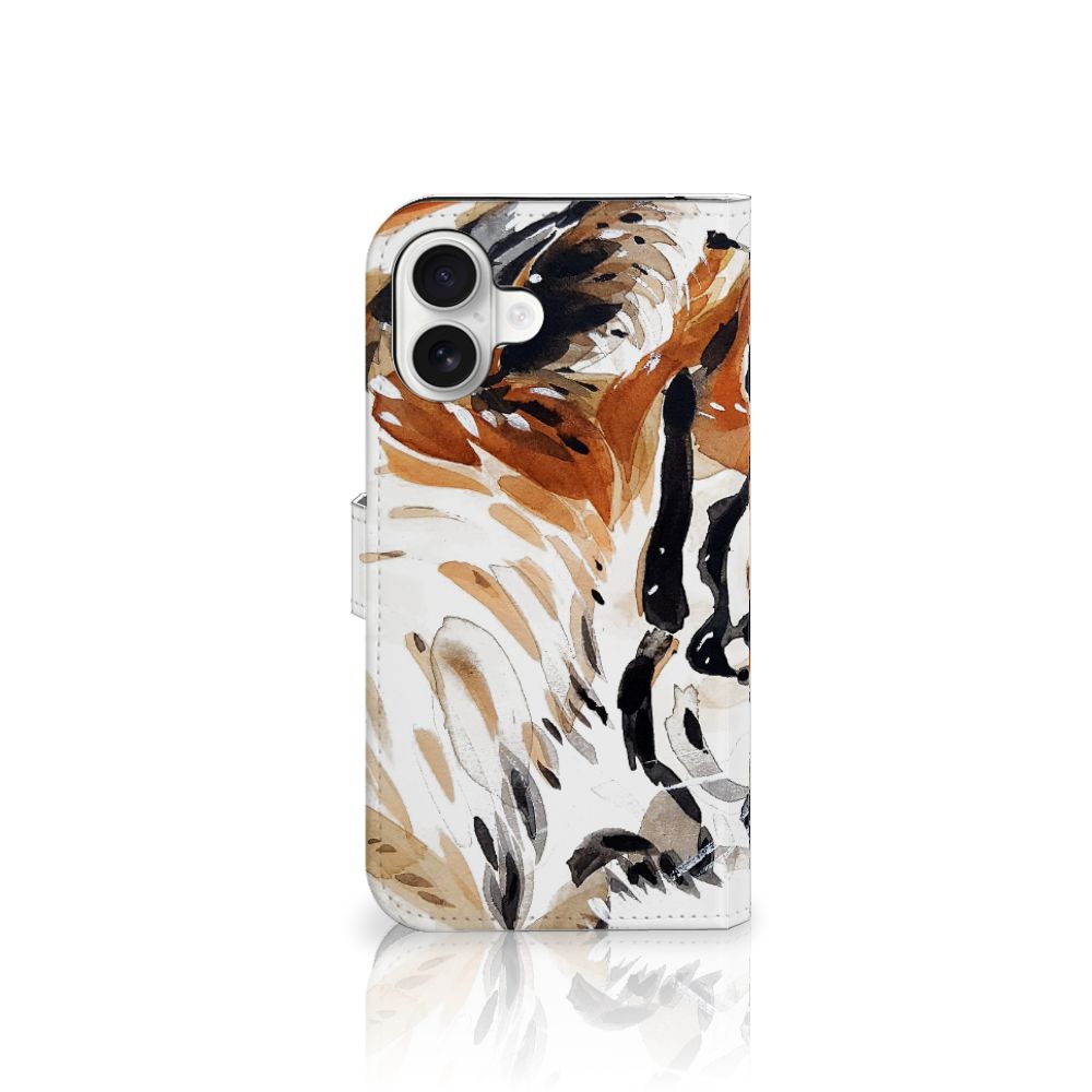 Hoesje iPhone 16 Plus Watercolor Tiger tijger abstract design voorkant