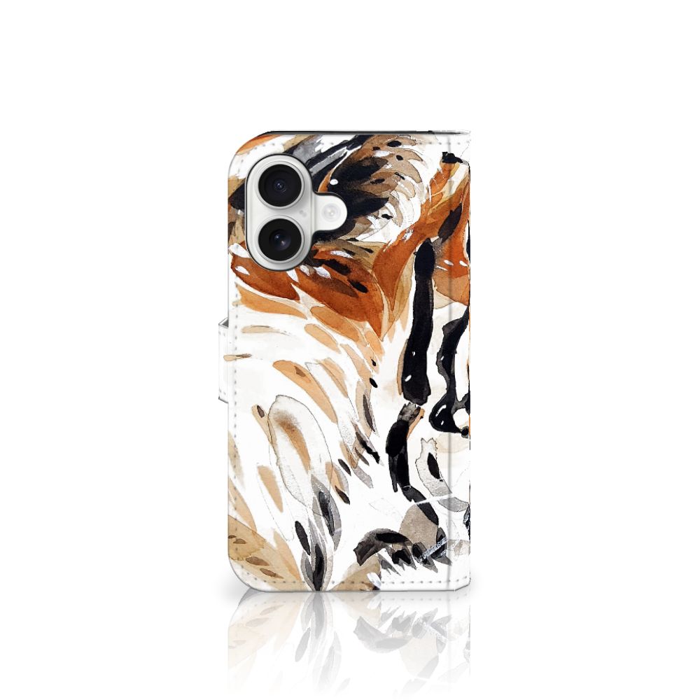Hoesje iPhone 16 Watercolor Tiger design tijger zijaanzicht