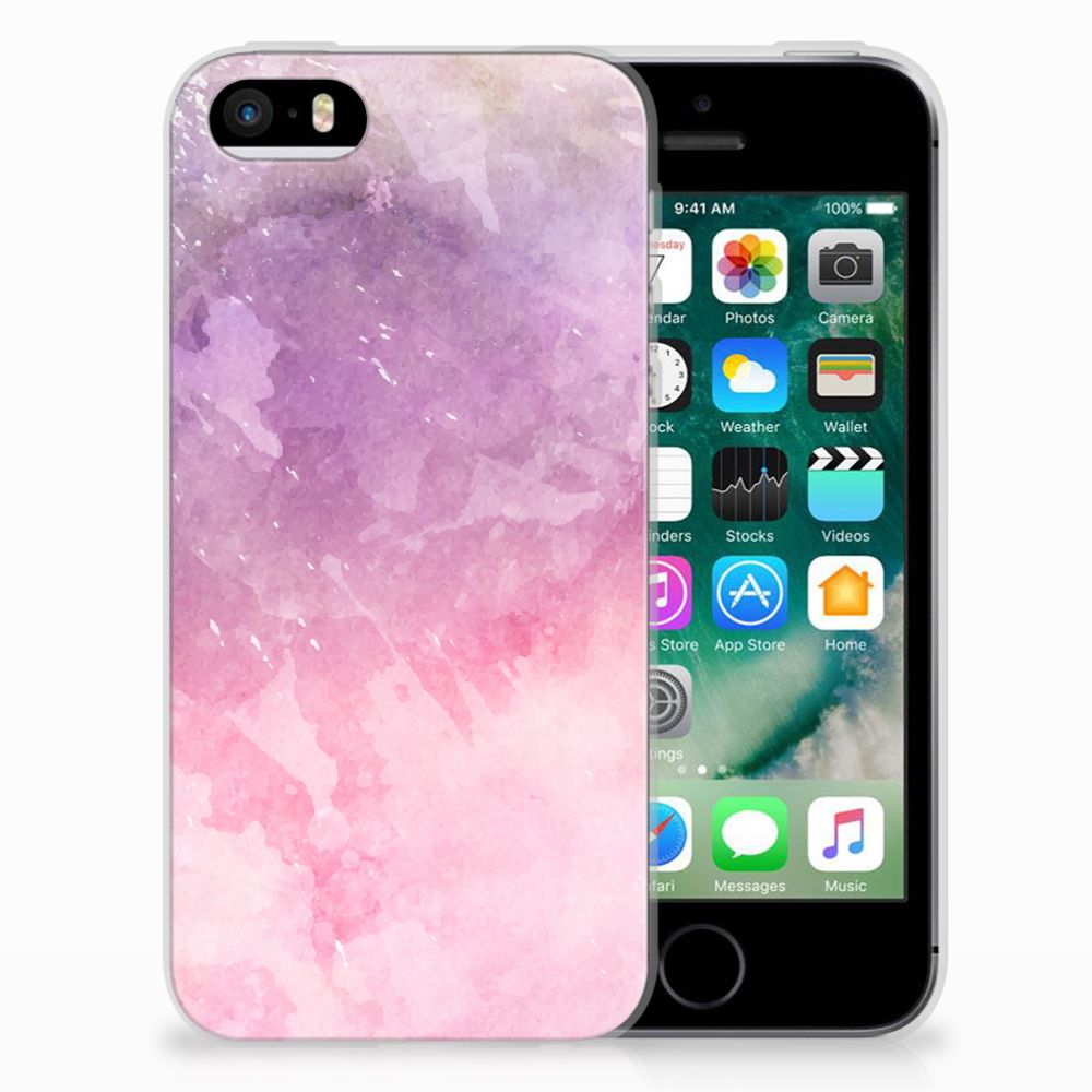 Apple iPhone SE | 5S hoesje maken Pink Purple Paint achterkant