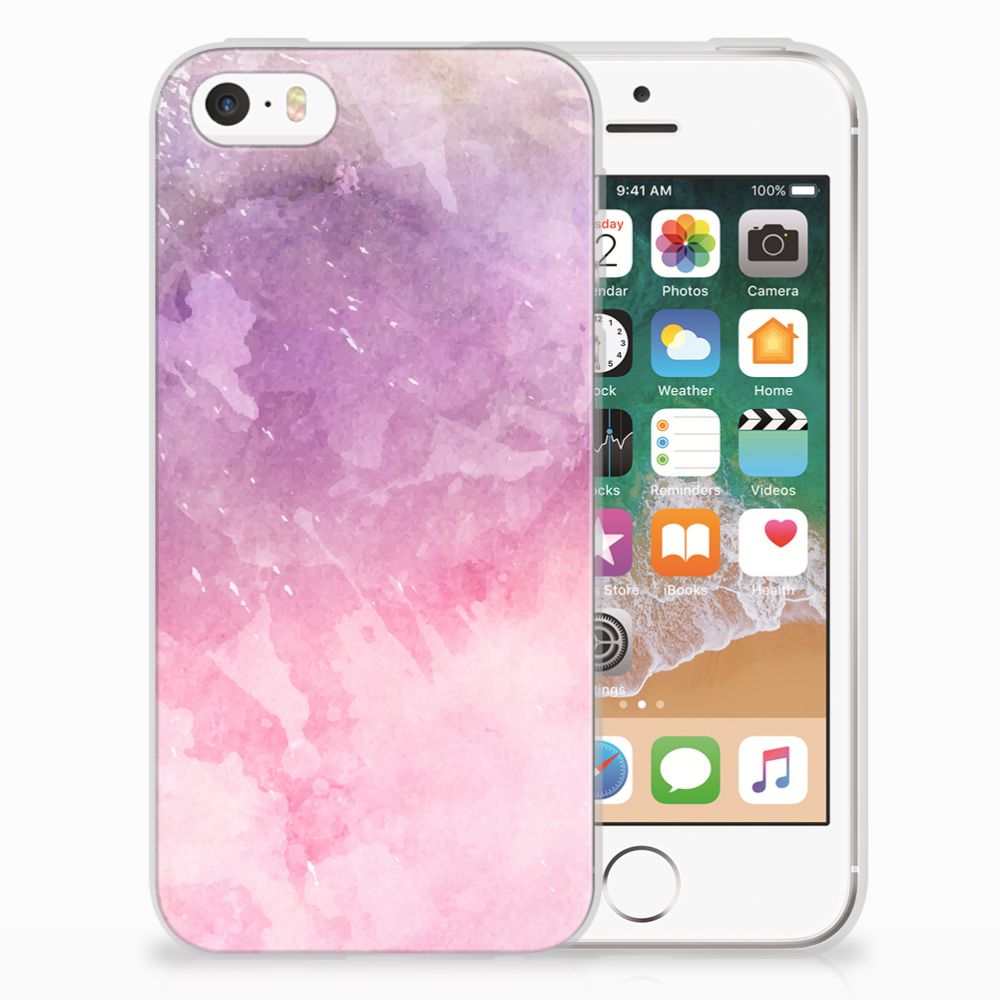 Apple iPhone SE | 5S hoesje maken Pink Purple Paint achterzijde