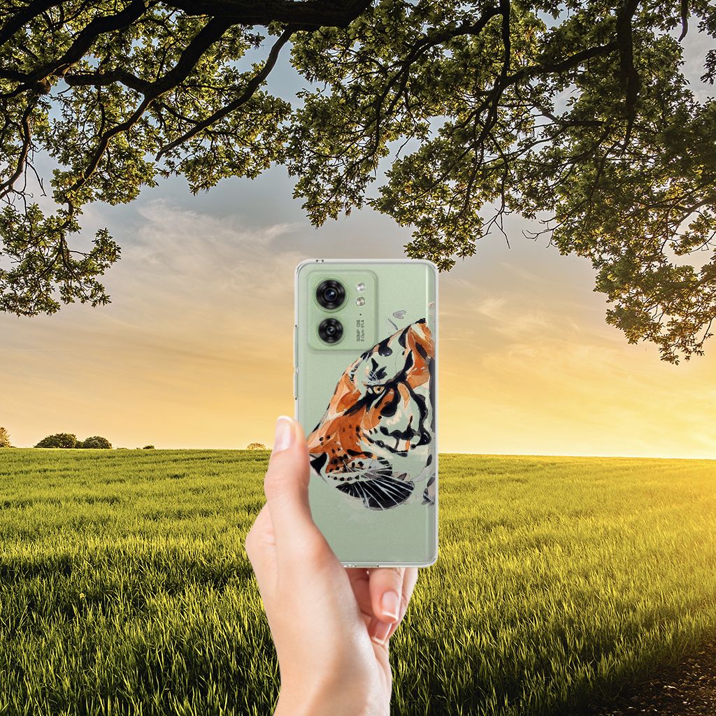 Hoesje maken Motorola Edge 40 Watercolor Tiger tpu case tijger aanzicht