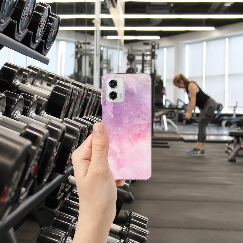 Motorola Moto G73 Hoesje maken Pink Purple Paint achterkant