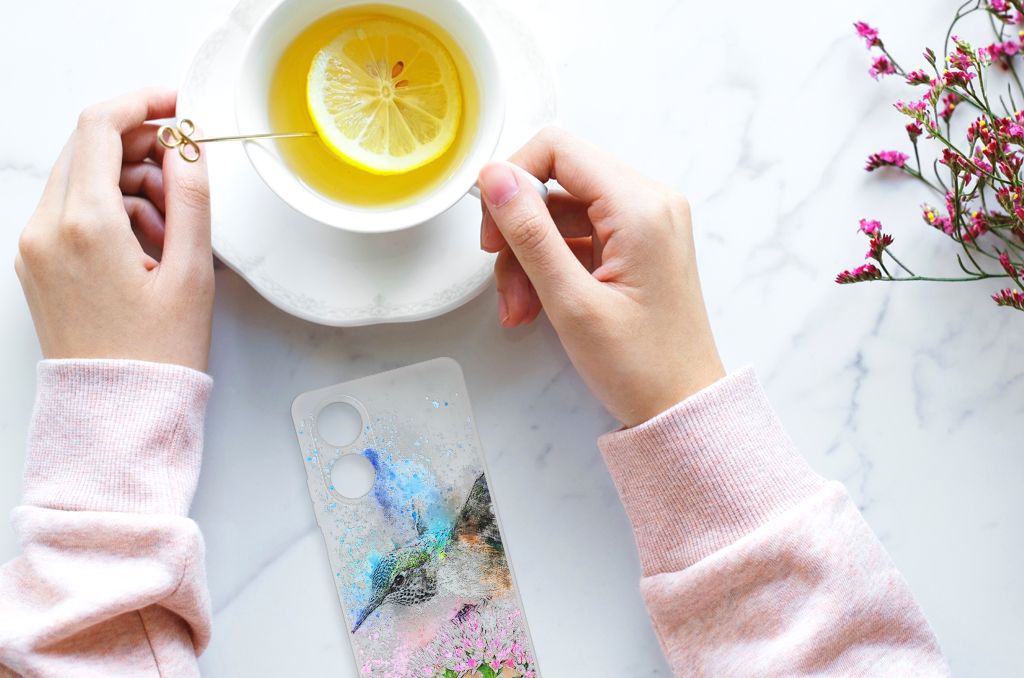 Hoesje maken OPPO A58 4G Vogel design bloem aanzicht