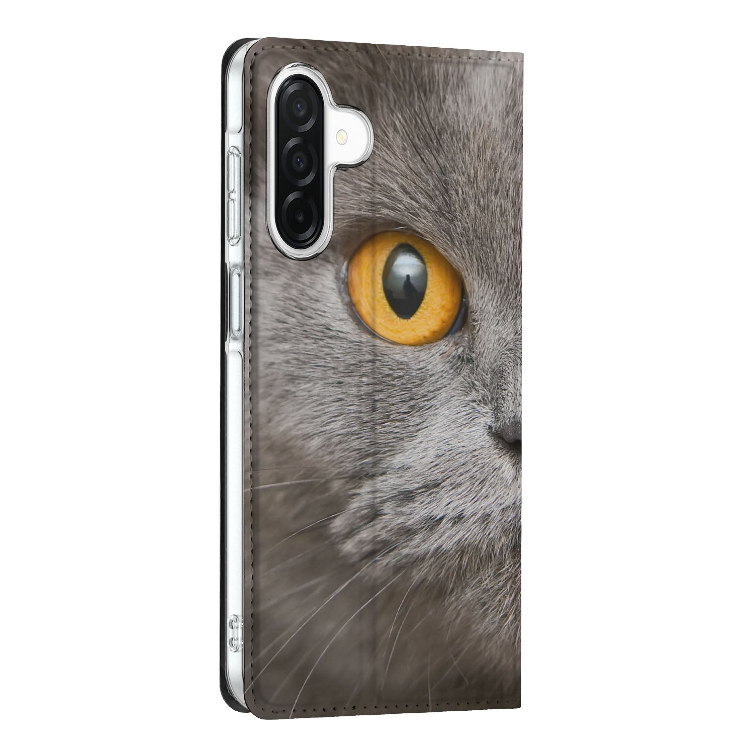 Hoesje maken Samsung Galaxy A26 Britse Korthaar kattenoog design zijaanzicht