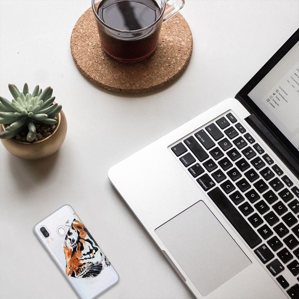 Hoesje maken Samsung Galaxy A40 Watercolor Tiger
