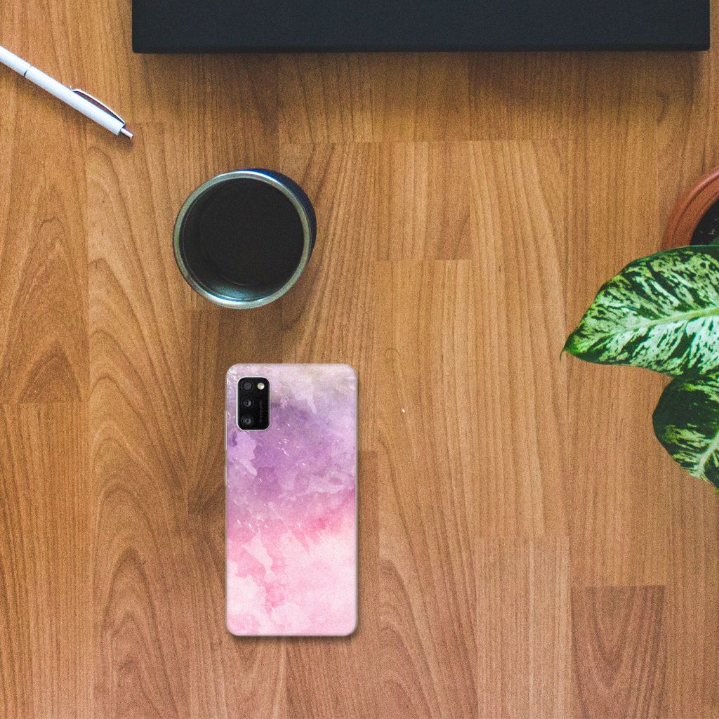 Samsung Galaxy A41 Hoesje maken Pink Purple Paint bovenaanzicht