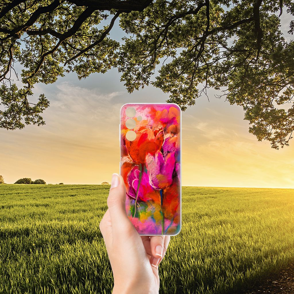 Samsung Galaxy M14 Hoesje maken Tulips voorzijde in natuur bij zonsondergang