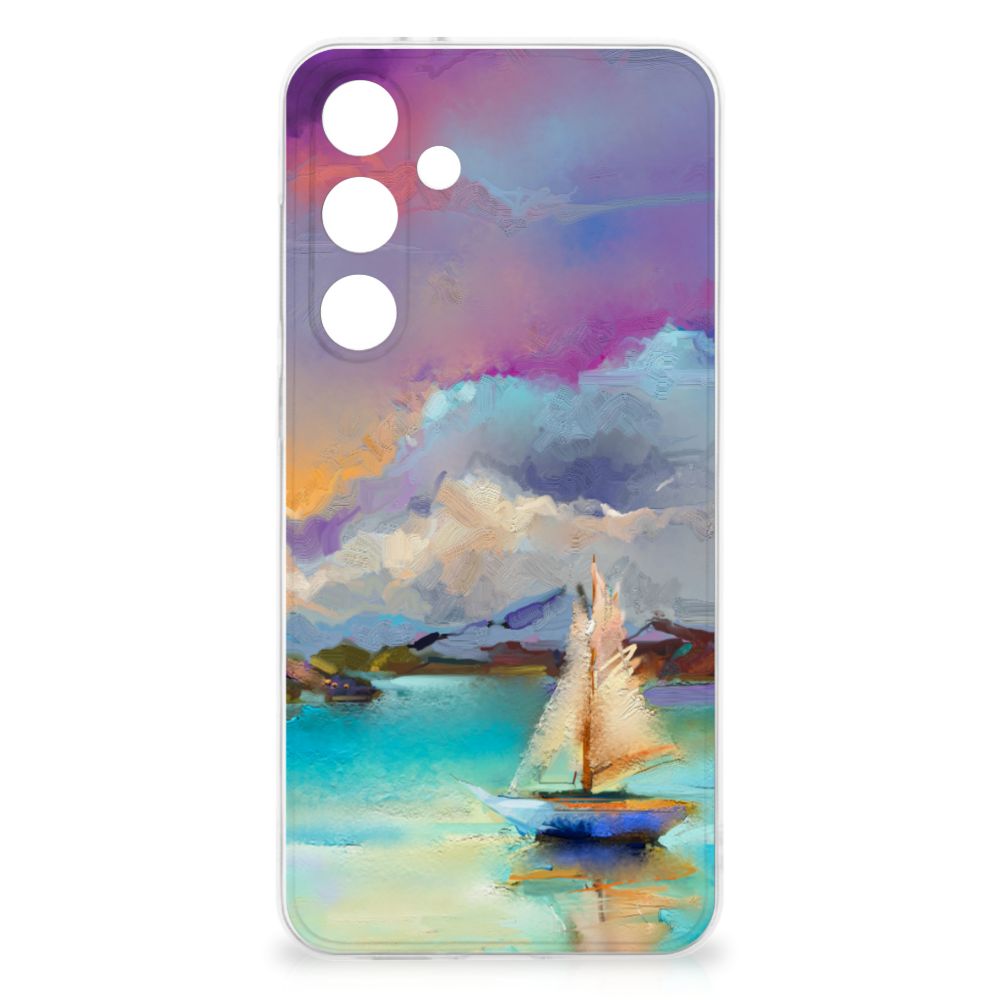 Samsung Galaxy S24 FE Hoesje maken Boat abstract schilderij boot meer