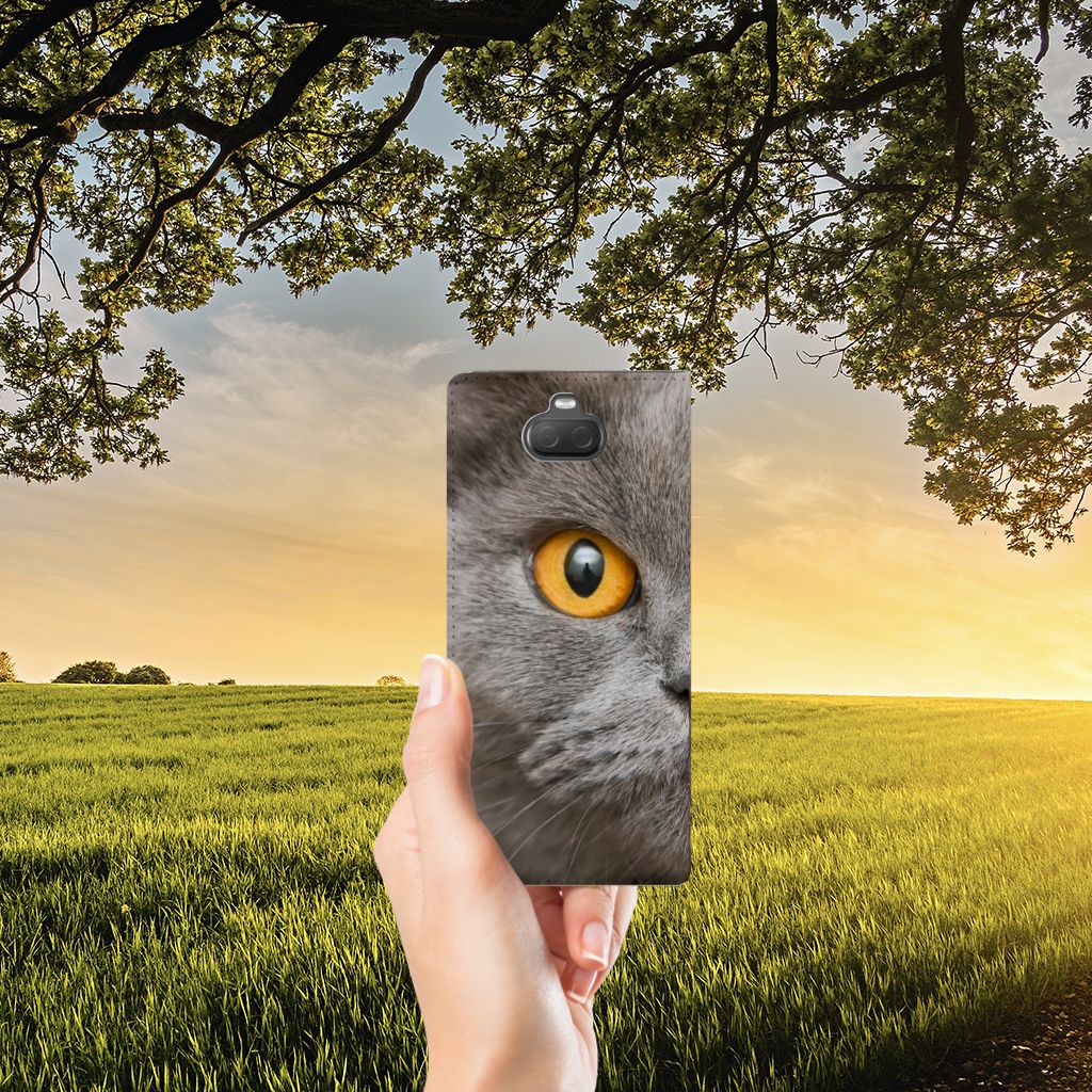 Hoesje maken Sony Xperia 10 Plus Britse Korthaar met indrukwekkende kattenoog, perfect als cadeau 🎁 voor kattenliefhebbers.