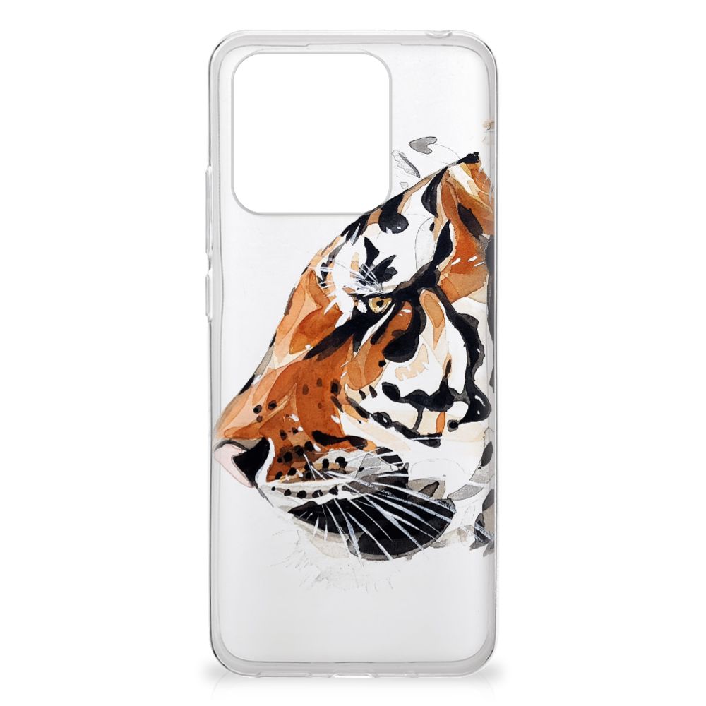 Xiaomi Redmi 10C Hoesje maken Watercolor Tiger TPU case zijaanzicht