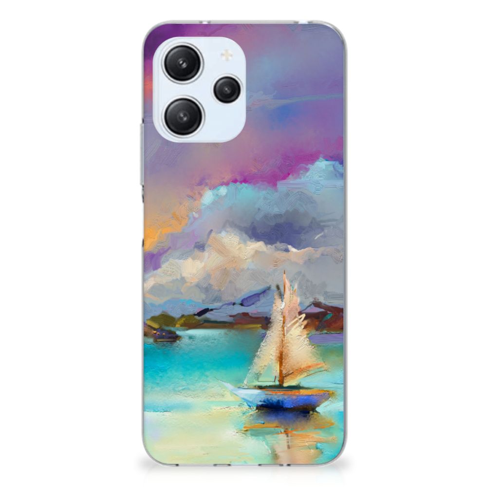 Hoesje maken Xiaomi Redmi 12 4G Boat telefoon hoes met schilderij van bootje op meer