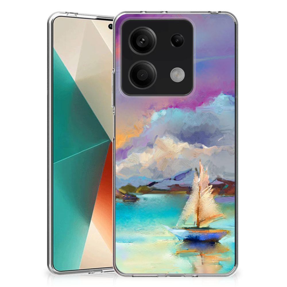 Hoesje maken Xiaomi Redmi Note 13 5G Boat abstract schilderij boot meer