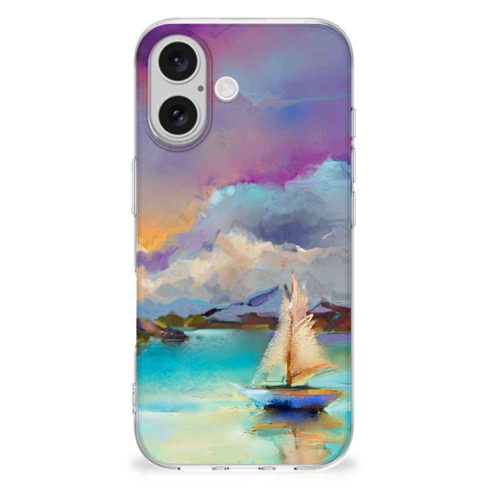 Hoesje maken iPhone 16 Boat hoesje boot schilderij landschap