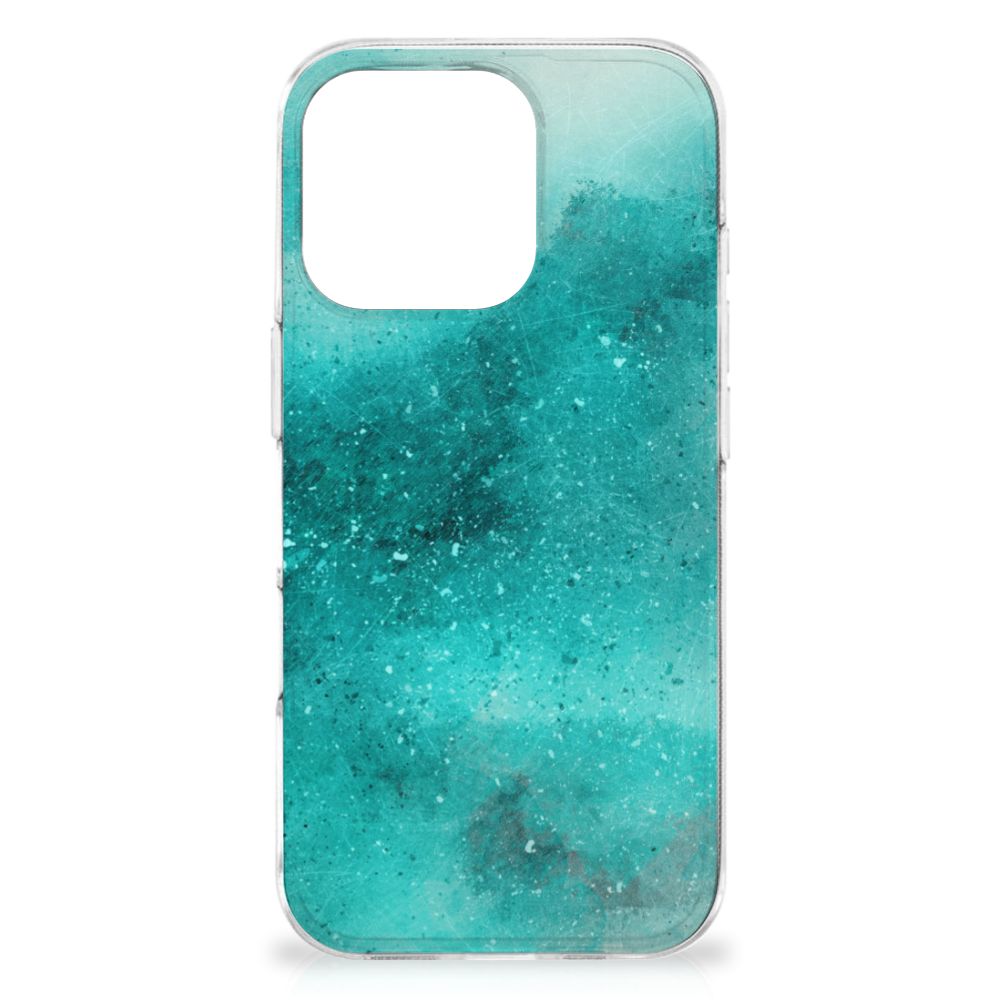 Hoesje maken iPhone 16 Pro Painting Blue achteraanzicht