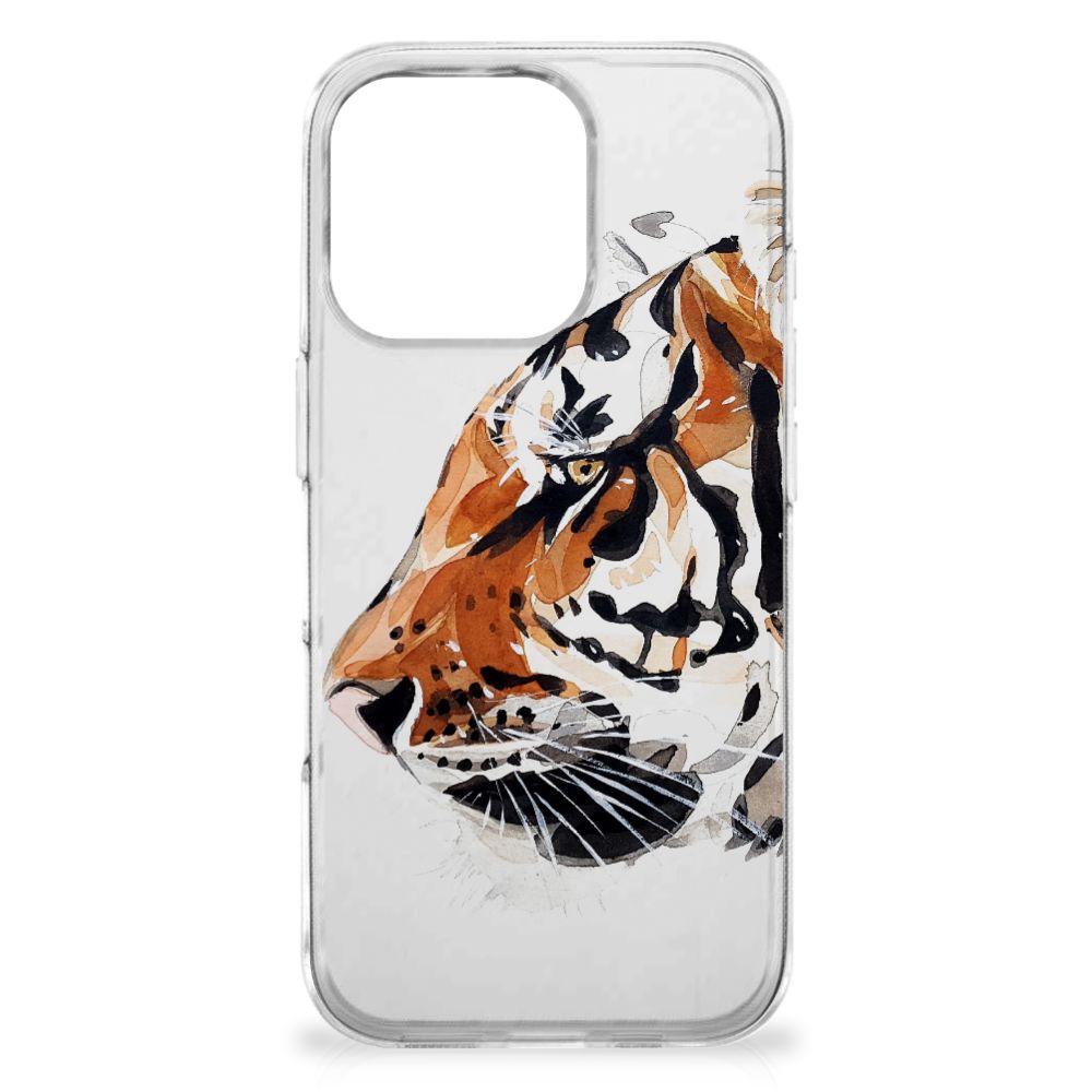 iPhone 16 Pro Hoesje maken iPhone 16 Pro Watercolor Tiger voorkant