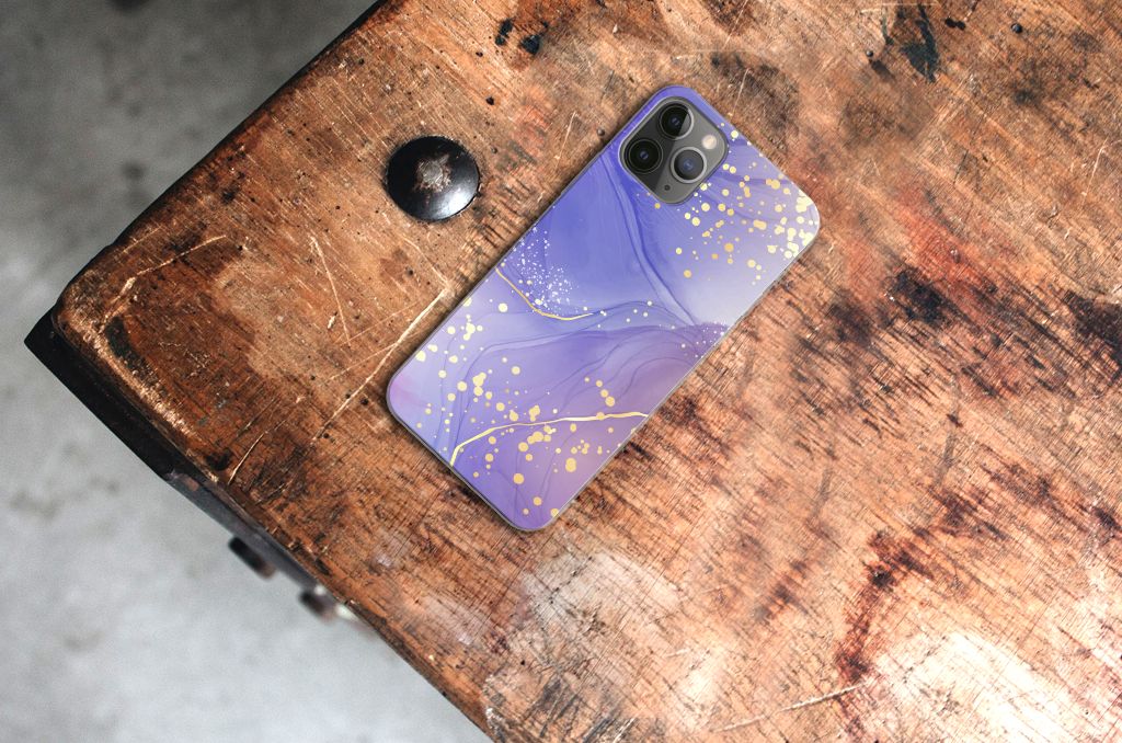 Apple iPhone 11 Pro Hoesje maken voor Apple iPhone 11 Pro Watercolor Paars achterkant