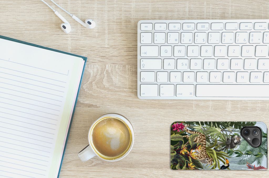 Fairphone 5 Hoesje maken voor Fairphone 5 Jungle jungle design bovenaanzicht