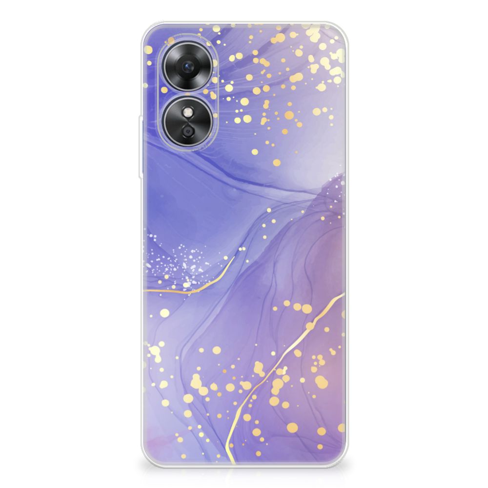 OPPO A17 hoesje maken Watercolor Paars achterkant design