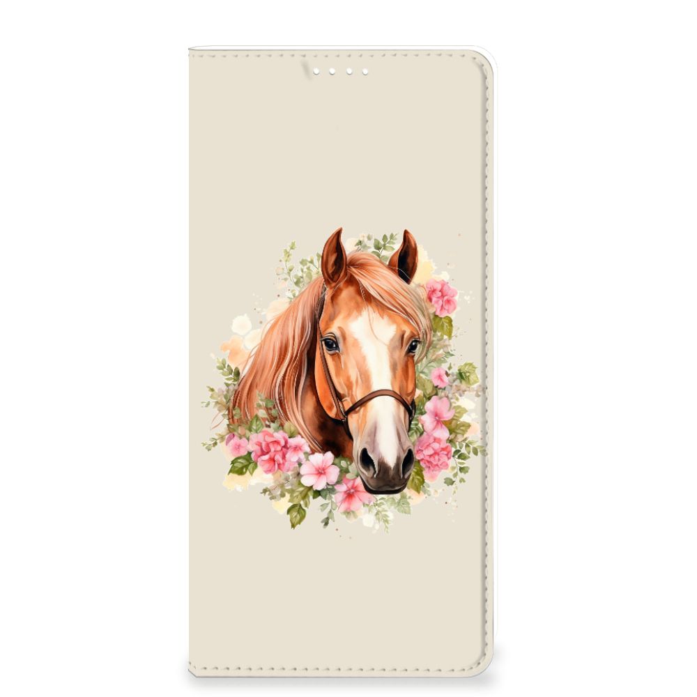 Hoesje maken voor OPPO A54 5G | A74 5G | A93 5G Paard met bloemen đ¸ voor een stijlvolle uitstraling en bescherming.