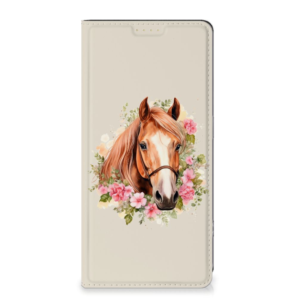 Hoesje maken voor OPPO Reno8 T 4G Paard paard hoofd bloemen design voorkant