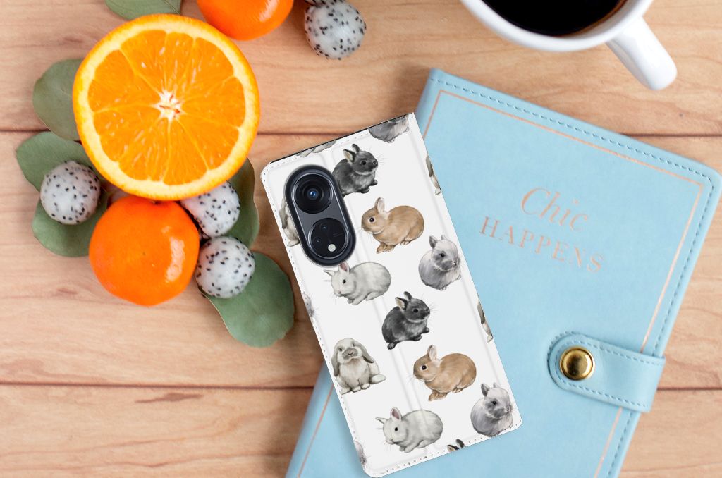 OPPO Reno8 T 5G Hoesje maken voor OPPO Reno8 T 5G Konijntjes bovenaanzicht