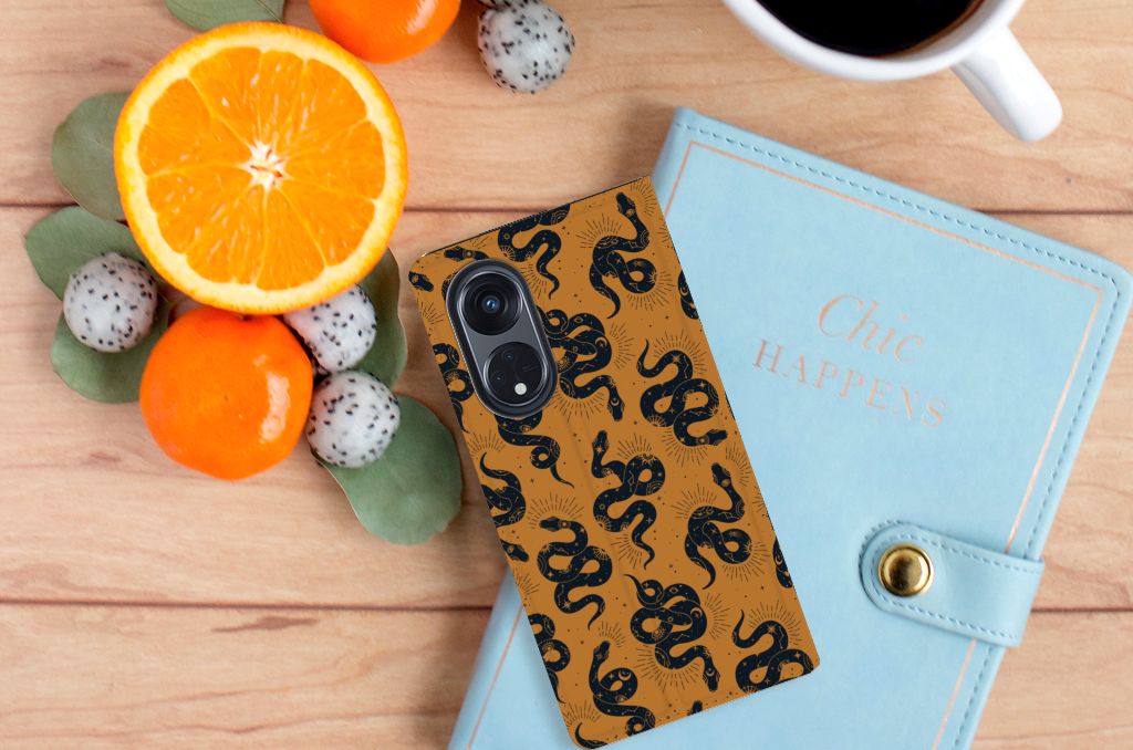Hoesje maken voor OPPO Reno8 T 5G Snakes met een trendy slangenpatroon, perfect als cadeau voor stijl en bescherming.