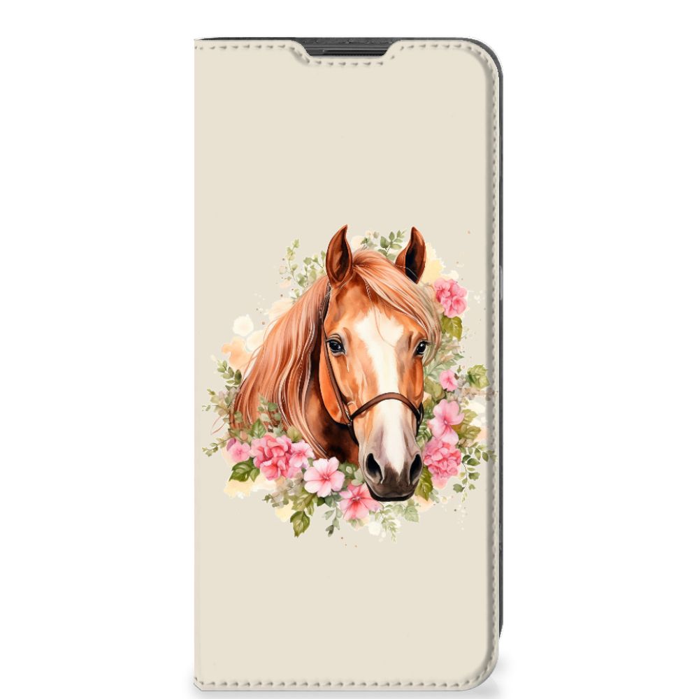 Hoesje maken voor OnePlus 10 Pro Paard met elegante paardenafbeelding en bloemen, perfect als cadeau voor dierenliefhebbers.