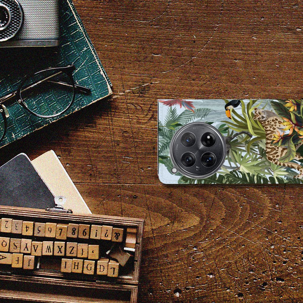 Hoesje maken voor OnePlus 12 Jungle met tropisch dierenontwerp, perfecte bescherming en uitstraling.