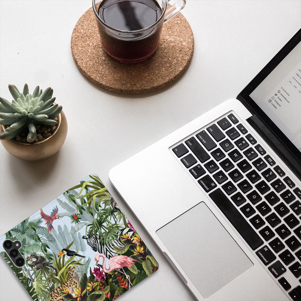 Samsung Galaxy A05s Jungle hoesje maken jungle design boven aanzicht