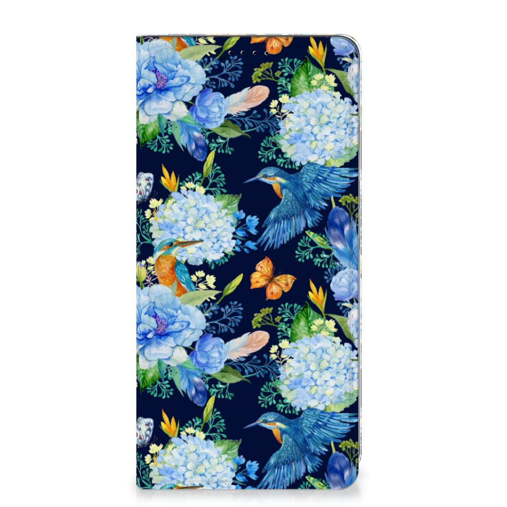 Samsung Galaxy A35 Hoesje maken IJsvogel bloemen design voorkant